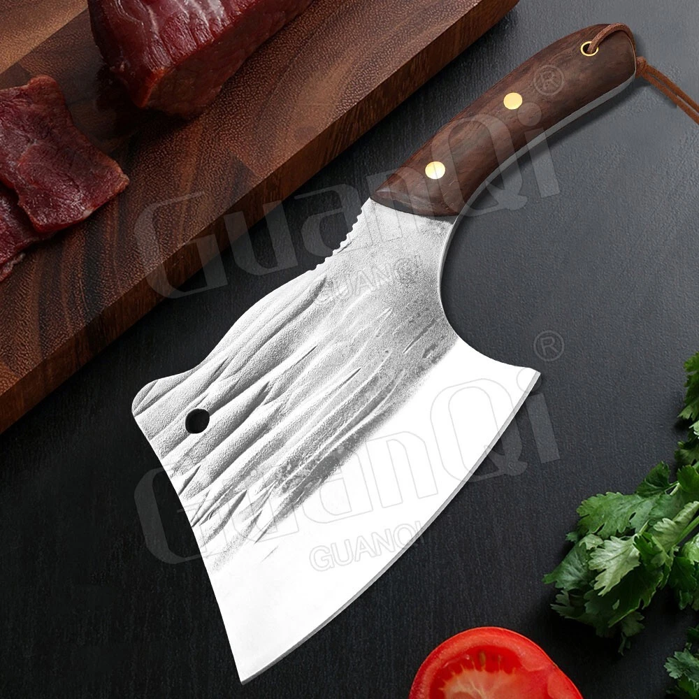 Cleaver Knife Kitchen Slicing Chopping Meat Bone Slaughter Forged Steel  Wood Cut