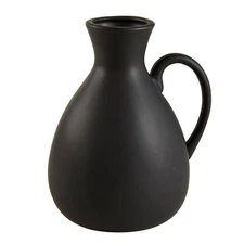 Ceramic Modern Pitcher-Style Vases with Handle 7" Tall Black