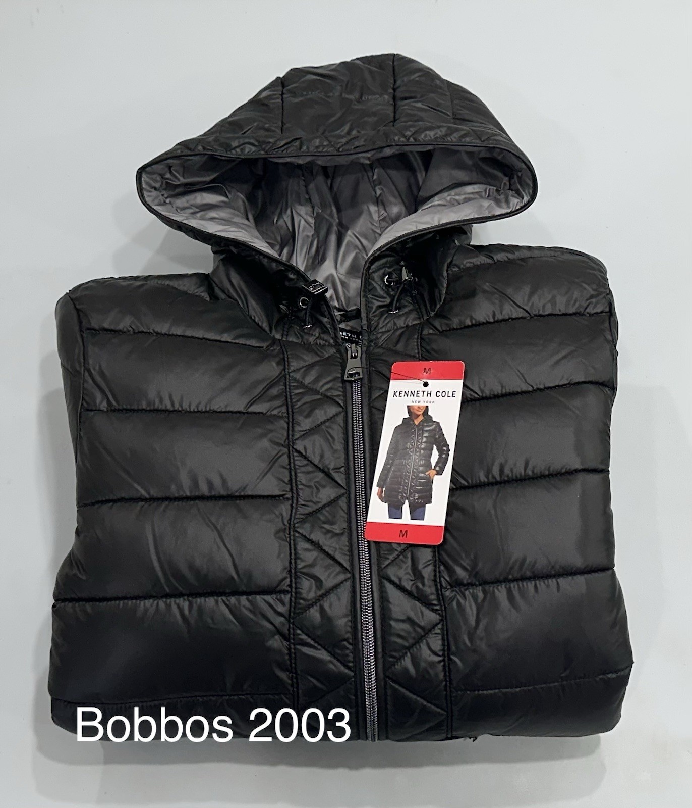 Kenneth Cole Women's Quilted Anorak Hooded Parka Puffer Coat Jacket, Black, M