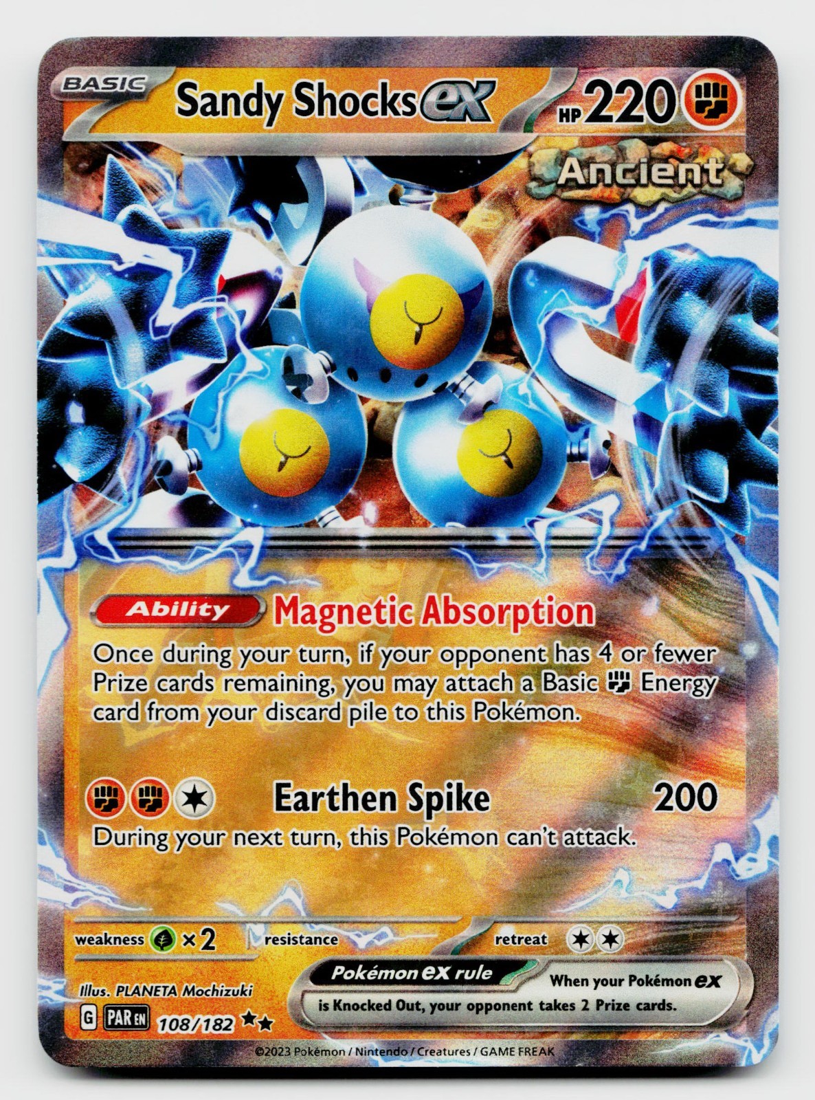 Pokemon TCG Sandy Shocks ex Ancient Double Rare Holo Card 108/182