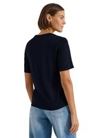 Cecil Kurzarm Bluse Blue M Split Neck BäNder Damenoberteil Baumwolle