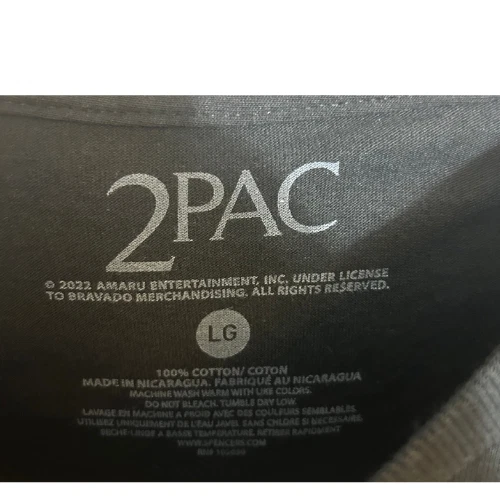 2Pac Tupac Shakur Graphic T-Shirt Black Men’s Large 2022 Bravado Hip Hop Rap Tee - Image 3 of 4