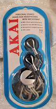Akai In Ear Headphones /Neckstrap Earphones Wired 2.5mm Gold Plate Plug Jack NEW