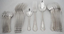 Ercuis Trianon, Ribbons, Louis XVI, 36 Piece Housewife Set in Silver Metal.