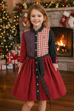 Polo Ralph Lauren Dress Girls Youth Size 6X Extra Red Plaid Long Sleeve Button