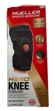 Mueller Sports Medicine HERO Hinged Knee Brace, OSFM, Black Moderate Support 