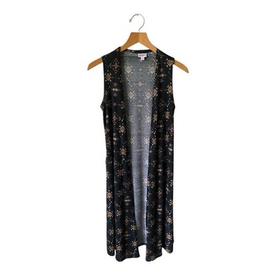 LuLaRoe Joy Boho Duster Cover Up Sleeveless Vest Cardigan Size S Aztec Festival