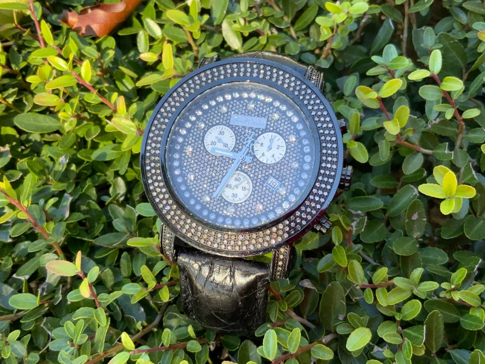 JOE RODEO JUNIOR 2.5 CARAT PAVE DIAMOND DIAL BEZEL SWISS QUARTZ 50MM WATCH JJU83 - Image 3 of 4