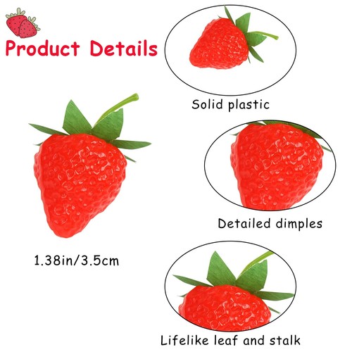 FOIMAS Artificial Strawberries,24pcs Lifelike Faux Strawberries Fruit Simulat... - Picture 3 of 6