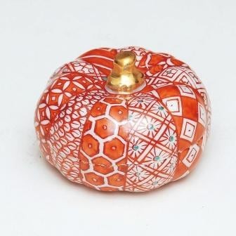 Incense Container (Kogo), Overglaze Pumpkin Design, by Shoami Takano