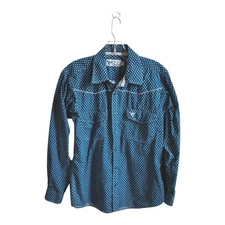 Cowboy Hardware Blue Pearl Snap Shirt Mens Size Small