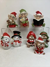Home Interiors Christmas Figurines Lot 5600 5604 5406 Elfs Snowman Mouse Homco 8