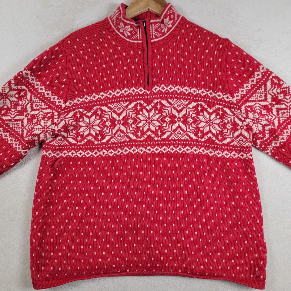 Suéter copo de nieve Lands End rojo y blanco para niños talla L 14-16 Foto 2 de 4