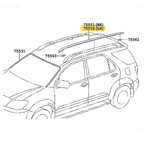 For Toyota Fortuner SUV KUN51 2006 15 Moulding, Roof Drip Side Finish Lh - Picture 5 of 9