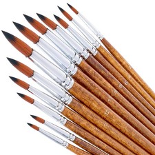 12 PCS Artist Watercolor Paint Brushes, Round Pointed Tip Artist Paint Brushe...