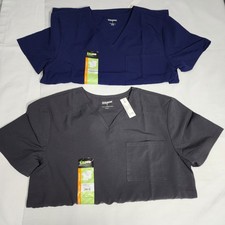 Lot Of 2 Scrubstar Unisex V-neck Scrub Tops Size Medium Indigo And Pewter