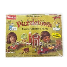 Vintage 1976 Playskool Richard Scarry's Puzzletown Farmer Alfalfa's Farm Set C