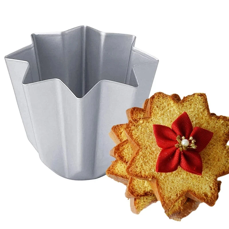 STAMPO PANDORO A FORMA DI STELLA PANETTONE TORTA NATALIZIA IN ALLUMINIO CUCINA - Immagine 3 di 4