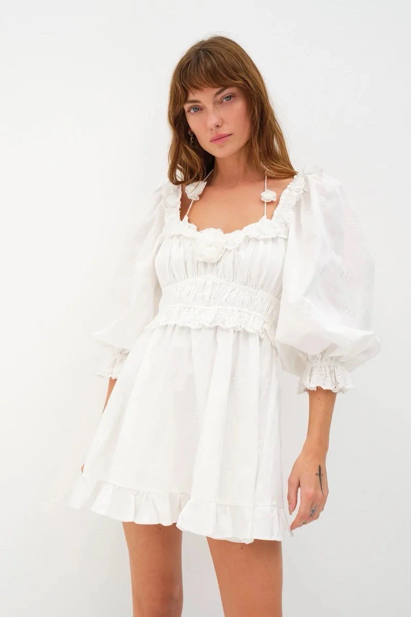 chinese dress ladies For Love & Lemons Women's Billie Midi Dress, Cream, Off White, M at Amazon  Women's Clothing store