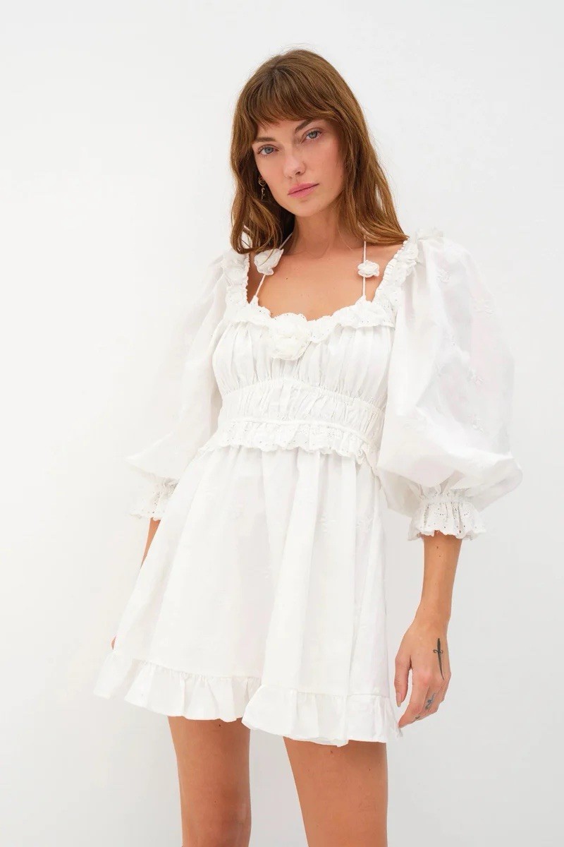 NWT For Love and Lemons Tiana White Mini Dress Size Medium