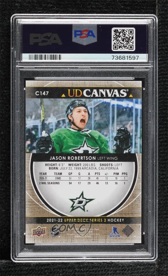 2021-22 Upper Deck Series 2 UD Canvas Jason Robertson #C147 PSA 9 MINT - Image 2 of 2