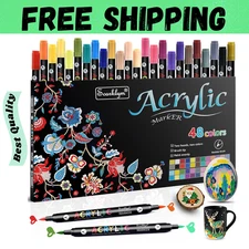 48 Colors Acrylic Paint Markers Pens Set, 24 Pack Acrylic Paint Pens