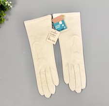 NWT Miss Aris White Ivory Leather Gloves Silk Lining Vintage size 7,5