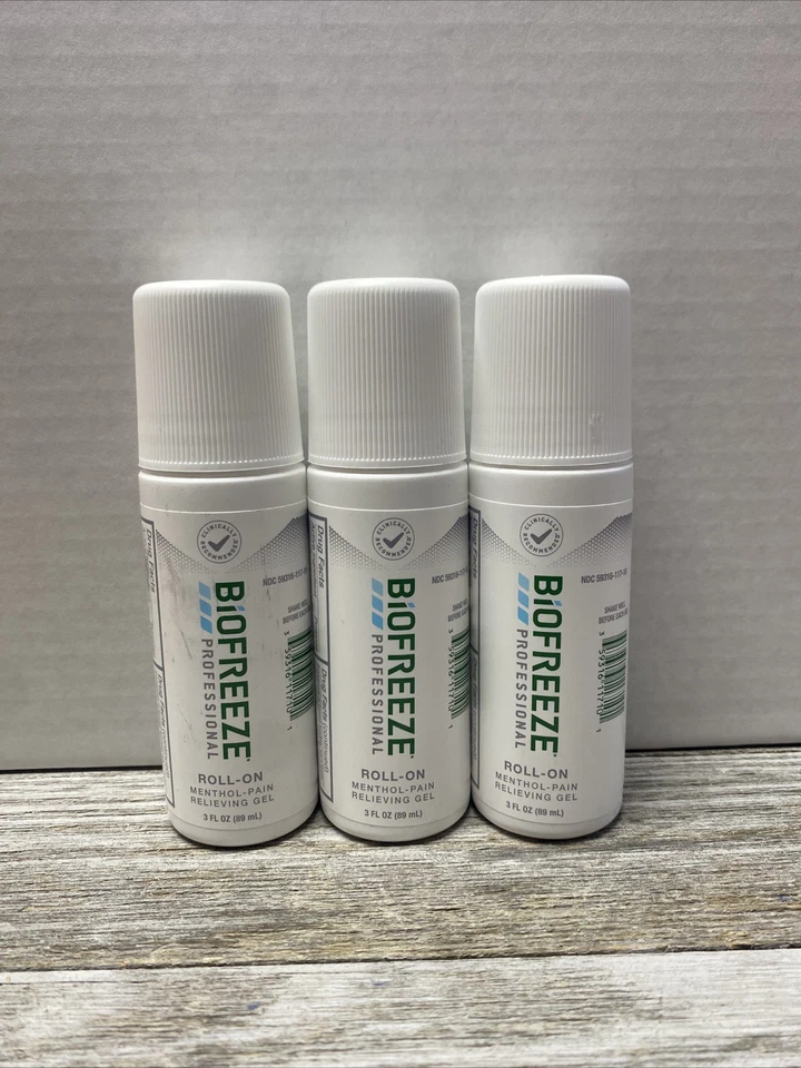 3-Pack Biofreeze Professional Colorless Roll-On Menthol Pain Relieving Gel, 3oz - Image 2 of 2