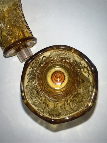 Vintage Yellow Floral Glass Candle Holder Sconce (E327) - Picture 3 of 4