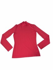 EUC St. John Mock Neck Long Sleeve Top Small Raspberry Pink Athleisure Winter