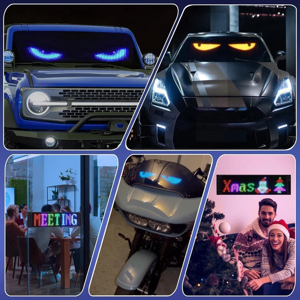 USB LED Car RGB Display Screen Flexible Sign Scrolling Message APP Programmable - Image 3 of 4