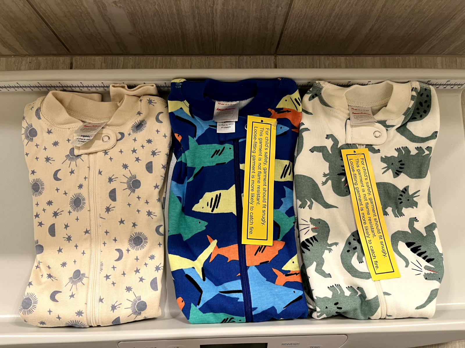 NWT- Lot of 3 Hanna Andersson Organic Cotton Pajama Sleeper Footless 6-12m