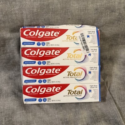 Colgate Total Whitening Toothpaste Gel Pack of 4 5.1 oz for Stronger Teeth