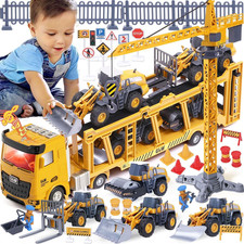 Veicoli Da Cantiere Giocattolo per Bambini Con Gru Bulldozer Rullo Compressore C