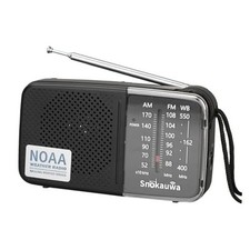Portable AM FM Transistor Radio Battery Operated, NOAA Weather Radio with Black
