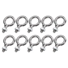 10 Pack Eye Bolts, M3 x 8mm Threaded EyeBolt Silver Eye Hooks with Nut