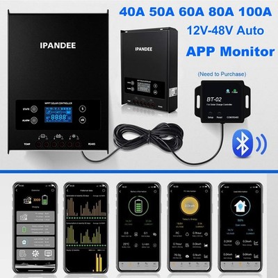 60A 100A MPPT Solar Charge Controller 12V/24V/36/48V Auto LCD Battery Regulator