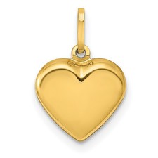 14k Yellow Gold Heart Pendant Polished Minimalist Charm for Women Necklace