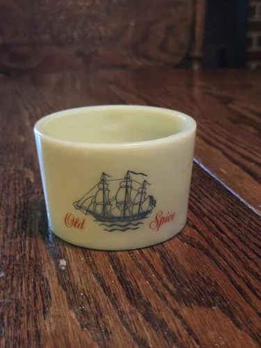 Vtg 1940s Milk Glass Old Spice Shaving Mug Cup Pottery Glass Shulton Inc. #28