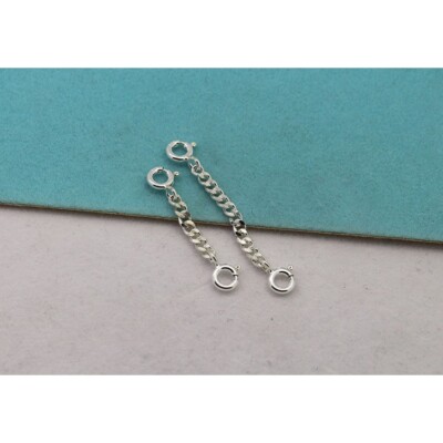 925 Sterling Silver Trace Safety Chain / Extender 1 X Bolt Ring Clasp 1 to 5 - UK