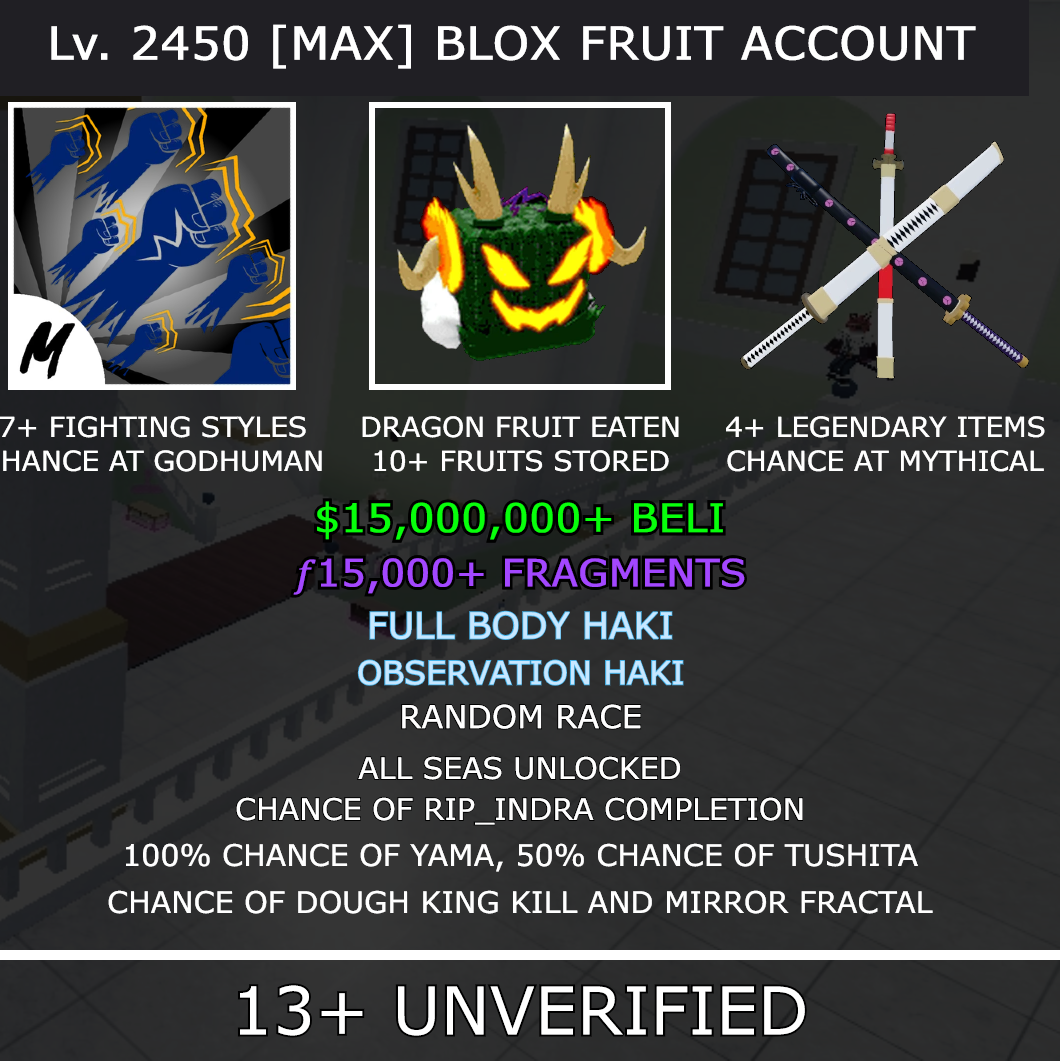 32# Account Blox Fruit - Level MAX - Godhuman - Mythical Sword - iGV