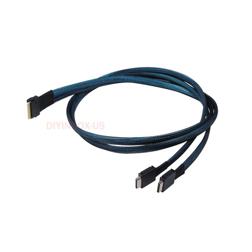 Slim SAS 8i SFF-8654 to 2x OCuLink 4i SFF-8611 Data Transmission Cable 1-Meter - Picture 6 of 15