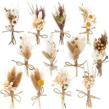 10 Pack Mini Dried Flower Bouquets with Stem for Vase DIY Wedding Decor, Boho