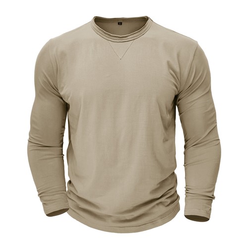 T-shirt uomo slim fit manica lunga girocollo casual elasticizzata blusa autunno - Foto 51 di 61
