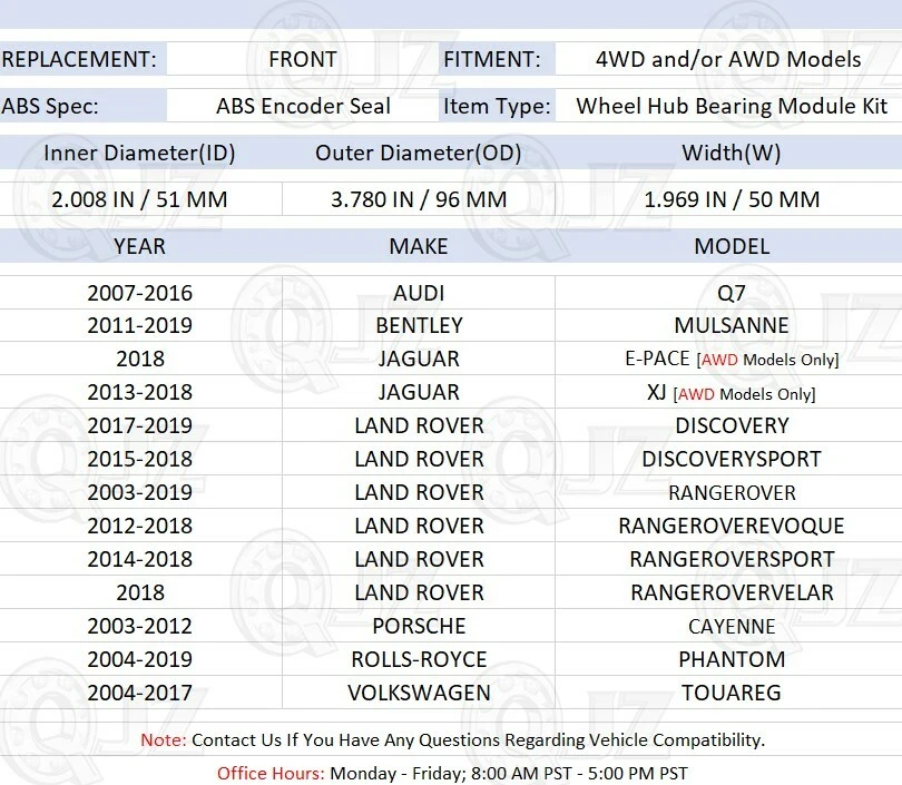[DELANTERO (cantidad 2 piezas)] Kit de reparación de cojinete de cubo de rueda para Volkswagen Touareg 2004-2017 Foto 2 de 4