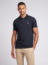 Image of US polo assn Mens Pique Polo Shirt in Black colour