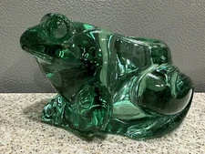 Vintage Indiana Glass Green Frog Figurine Tea Light Votive Candle Holder Heavy