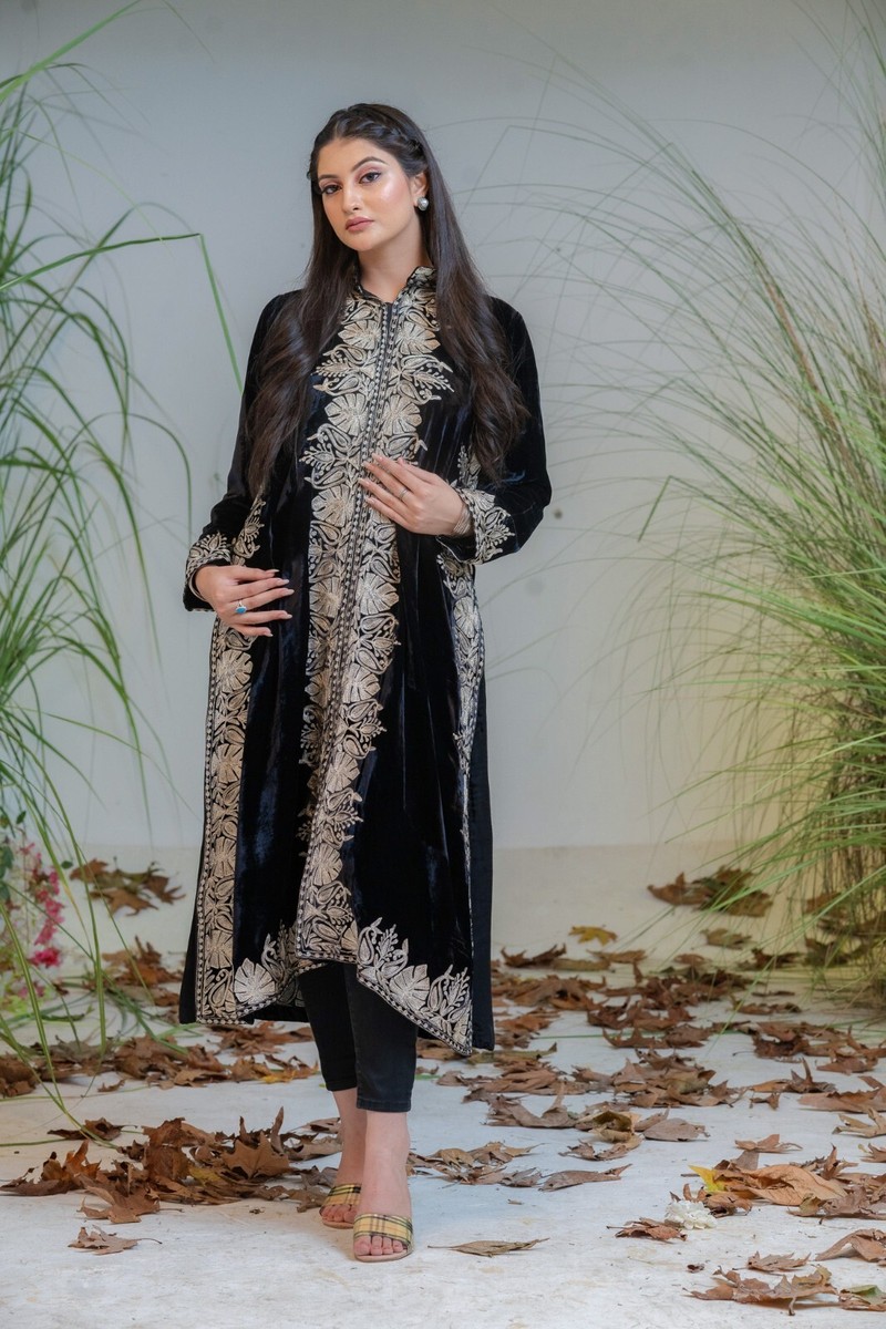 Black Silk Velvet Jacket with Tilla Embroidery | eBay