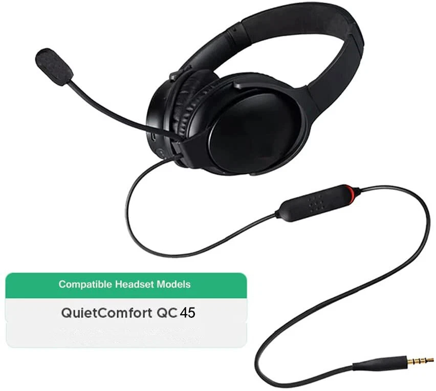 Microphone Cable with 3. 5mm Jack For Bose QuietComfort 45 QC45