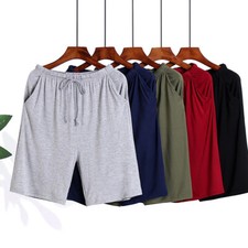 Big Men's Soft Modal Pajama Shorts Lightweight Knit Lounge with 2 Pockets S-4XL
